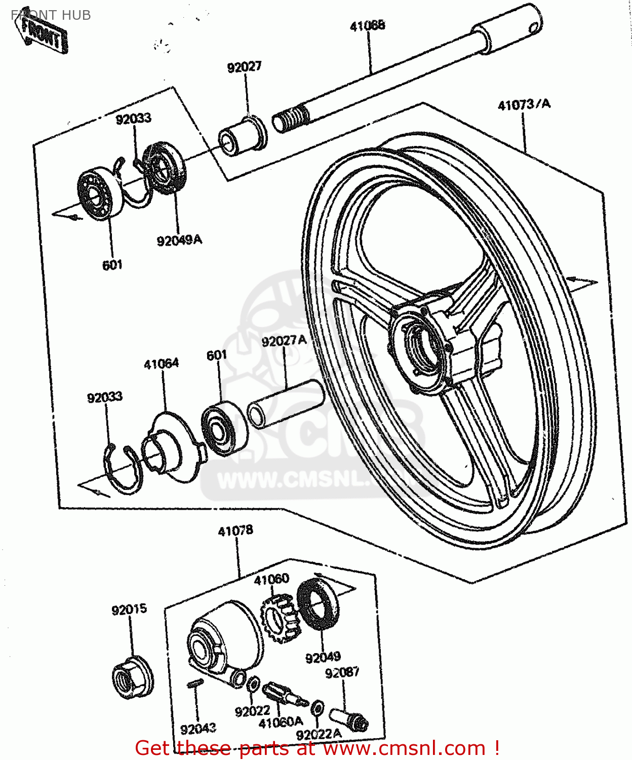 FRONT HUB ZX1100A3 1985 EUROPE UK FR GR IT NR ST