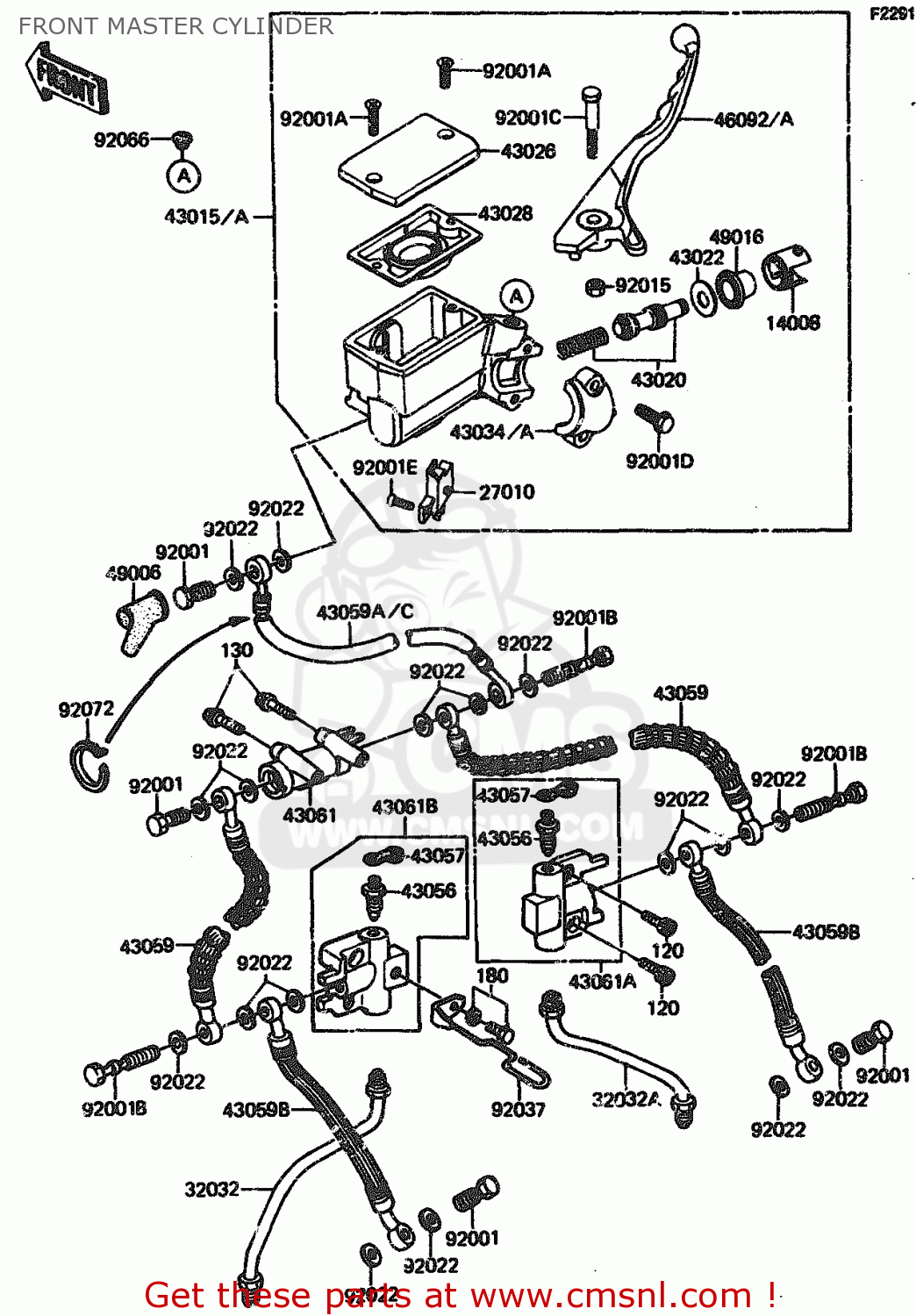 FRONT MASTER CYLINDER ZX1100A3 1985 EUROPE UK FR GR IT NR ST