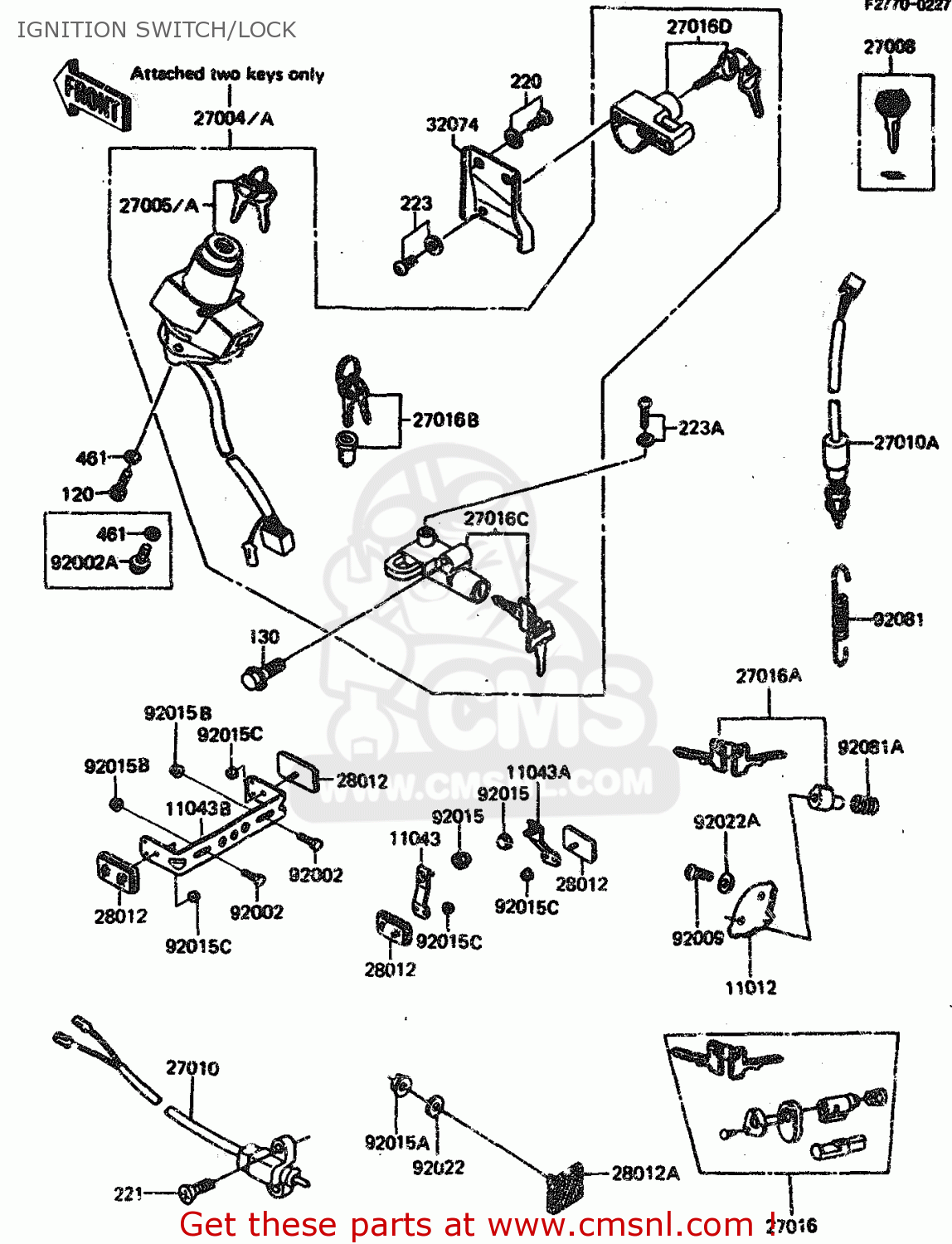 IGNITION SWITCH/LOCK ZX1100A3 1985 EUROPE UK FR GR IT NR ST