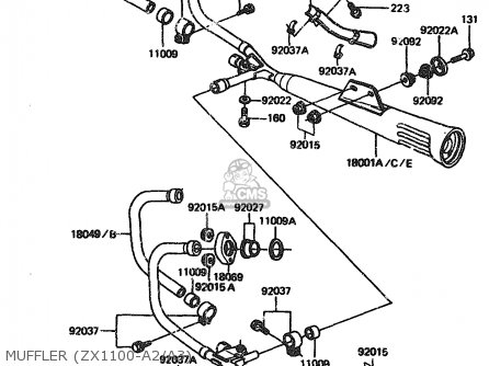 MUFFLER (ZX1100-A2/A3) - ZX1100A3 1985 EUROPE UK FR GR IT NR ST