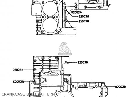 CRANKCASE BOLT PATTERN - ZX1100A3 1985 EUROPE UK FR GR IT NR ST