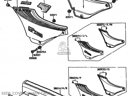 SIDE COVER/CHAIN CASE - ZX1100A3 1985 EUROPE UK FR GR IT NR ST