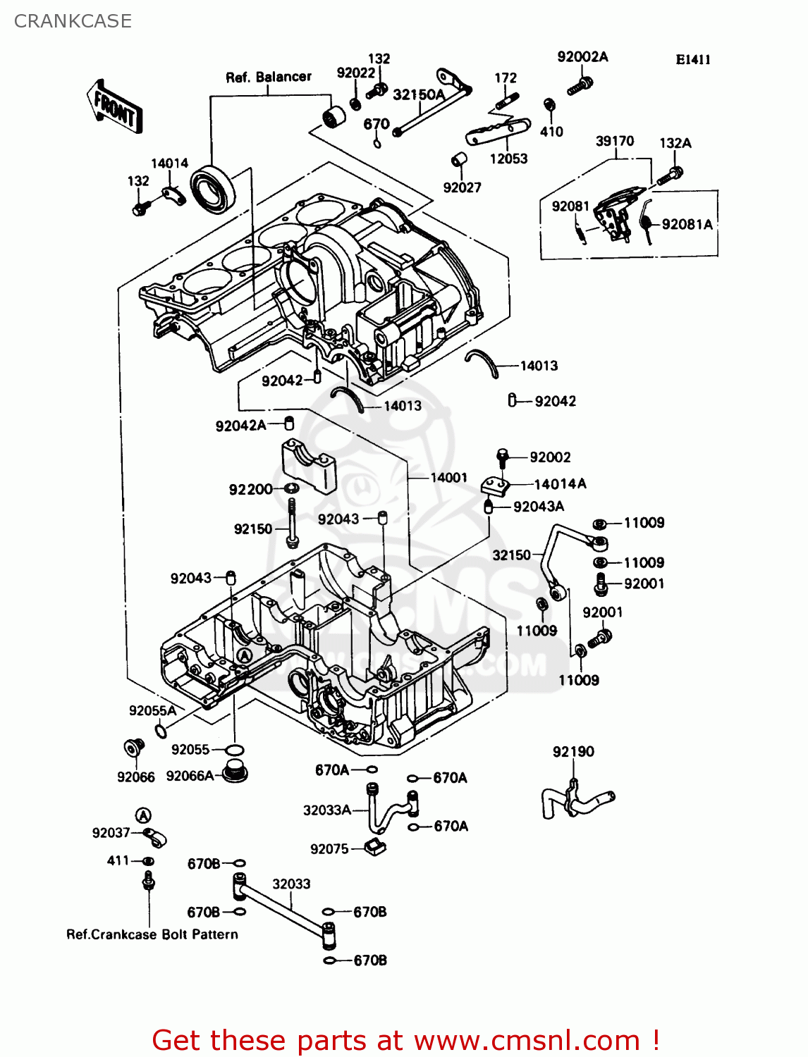 CRANKCASE ZX1100C1 ZX11 1990 USA CALIFORNIA CANADA