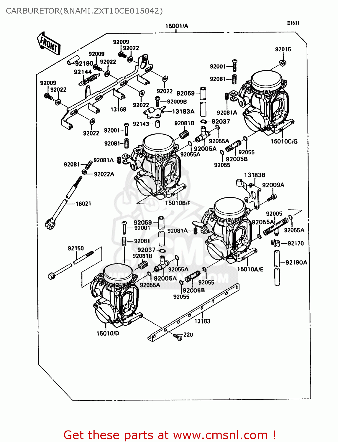 CARBURETOR(&NAMI.ZXT10CE015042) ZX1100C1 ZX11 1990 USA CALIFORNIA CANADA