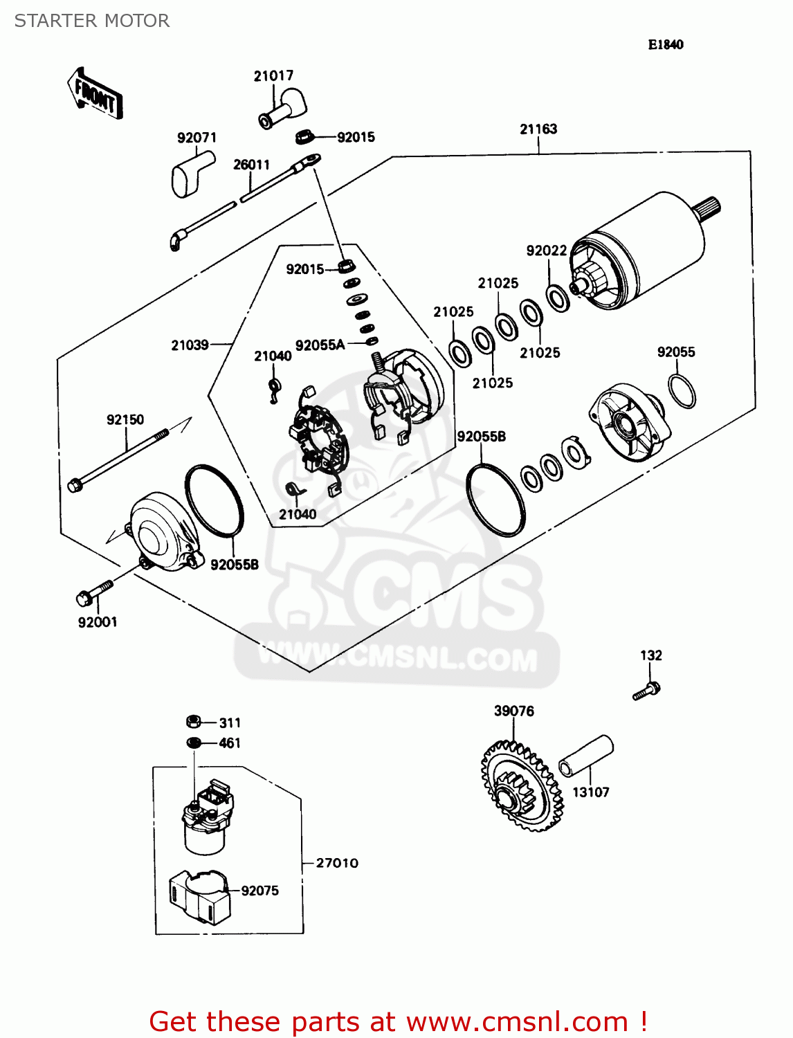 STARTER MOTOR ZX1100C1 ZX11 1990 USA CALIFORNIA CANADA