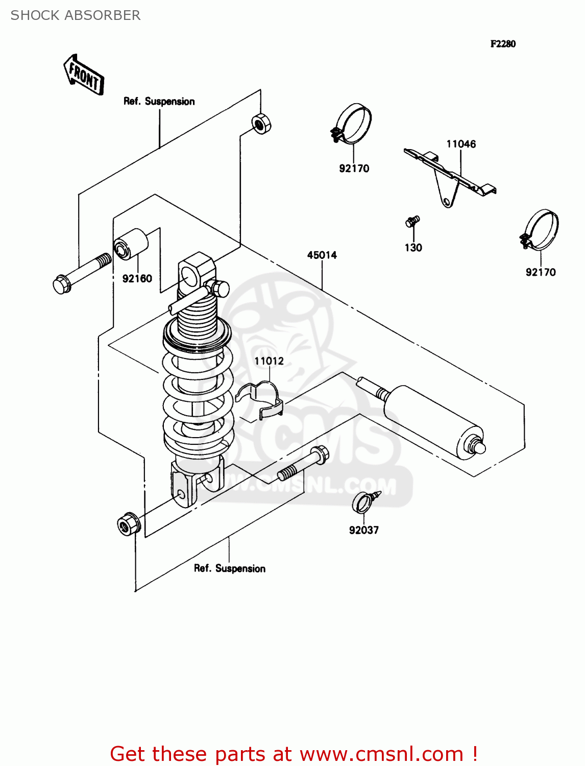 SHOCK ABSORBER ZX1100C1 ZX11 1990 USA CALIFORNIA CANADA