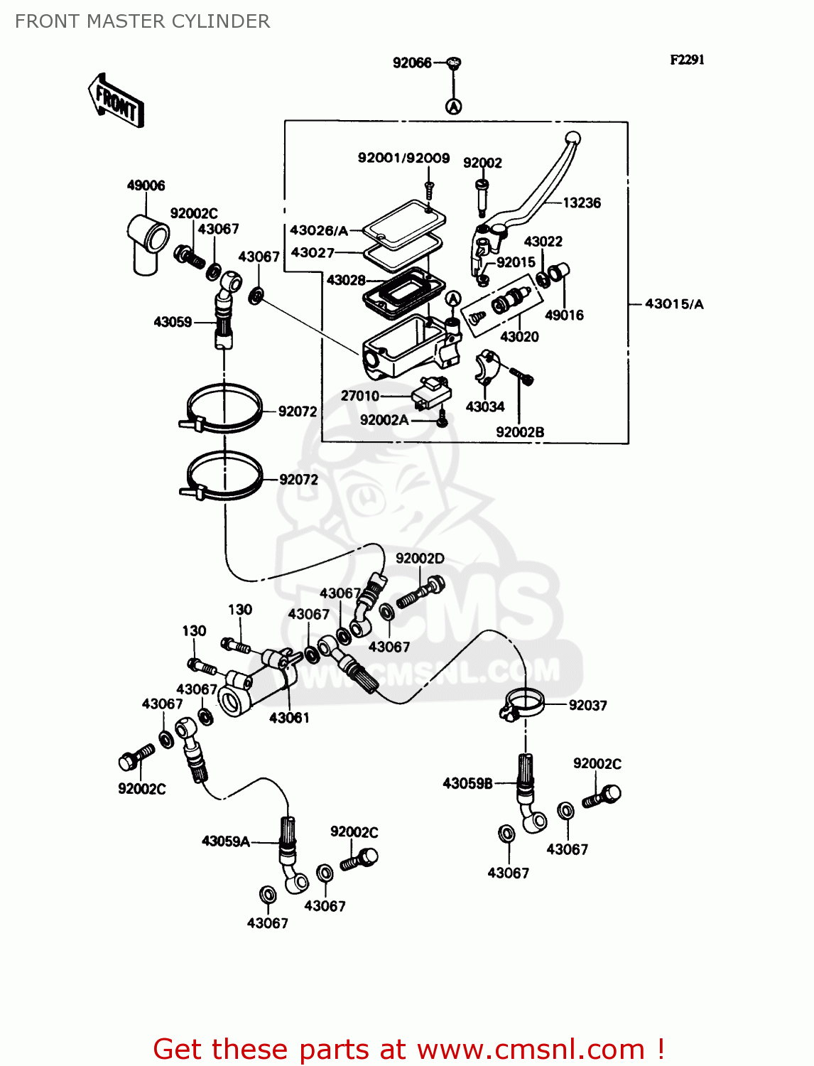 FRONT MASTER CYLINDER ZX1100C1 ZX11 1990 USA CALIFORNIA CANADA