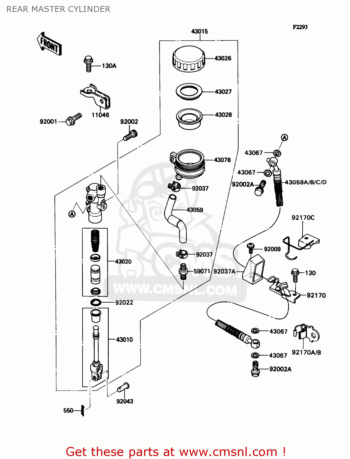 REAR MASTER CYLINDER ZX1100C1 ZX11 1990 USA CALIFORNIA CANADA