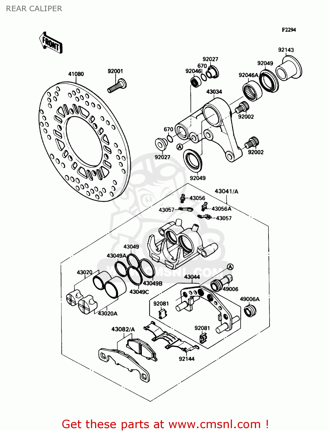 REAR CALIPER ZX1100C1 ZX11 1990 USA CALIFORNIA CANADA