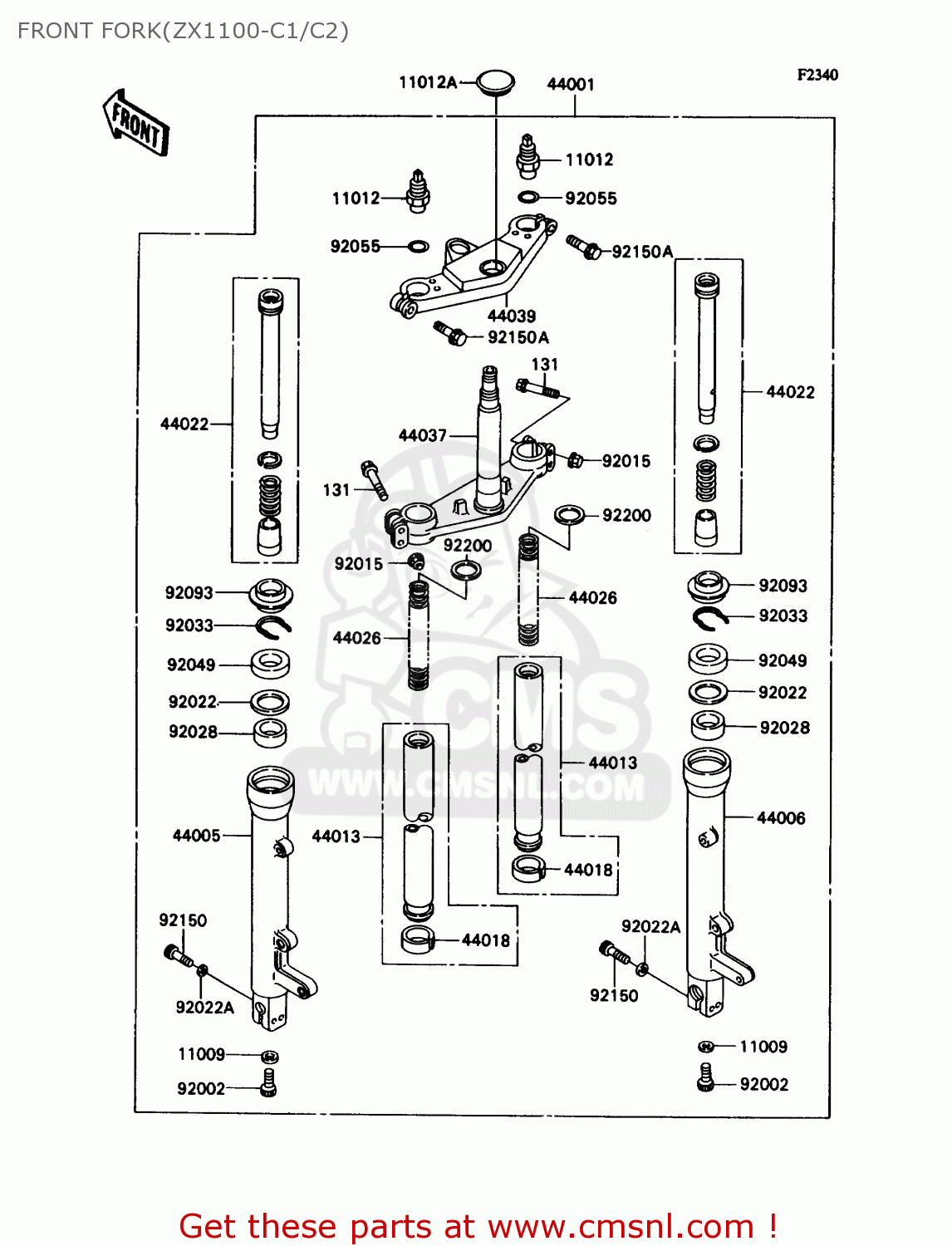 FRONT FORK(ZX1100-C1/C2) ZX1100C1 ZX11 1990 USA CALIFORNIA CANADA