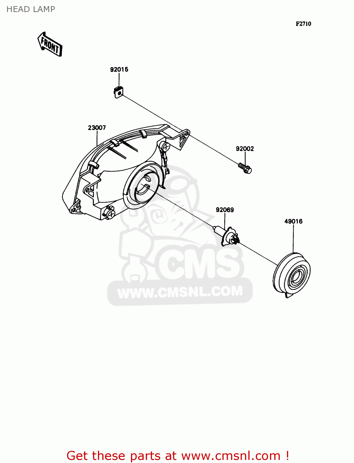 HEAD LAMP ZX1100C1 ZX11 1990 USA CALIFORNIA CANADA