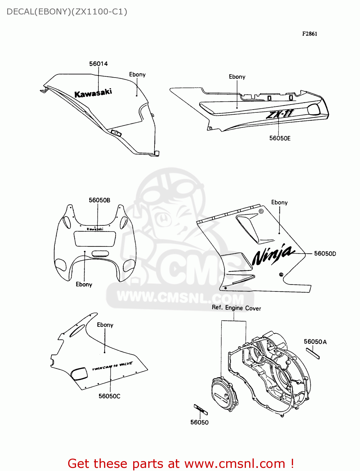 DECAL(EBONY)(ZX1100-C1) ZX1100C1 ZX11 1990 USA CALIFORNIA CANADA