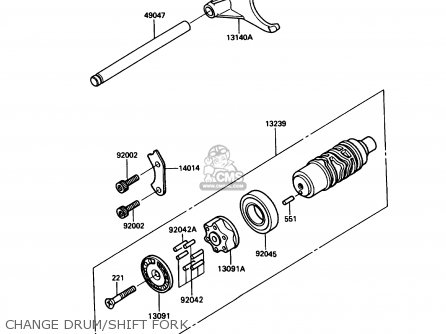 CHANGE DRUM/SHIFT FORK - ZX1100C1 ZX11 1990 USA CALIFORNIA CANADA