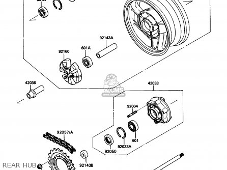 REAR HUB - ZX1100C1 ZX11 1990 USA CALIFORNIA CANADA