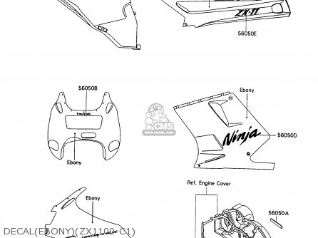DECAL(EBONY)(ZX1100-C1) - ZX1100C1 ZX11 1990 USA CALIFORNIA CANADA