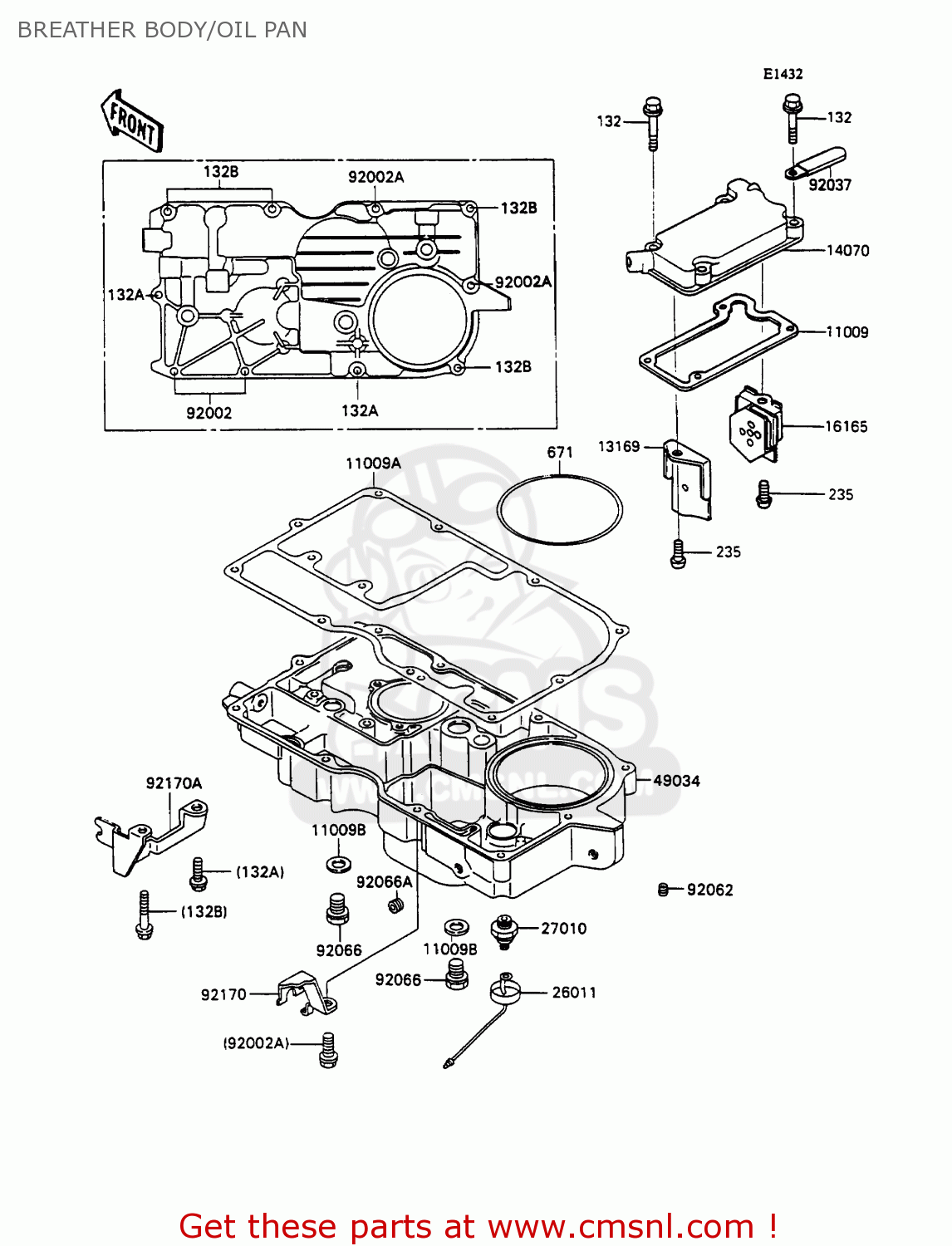 BREATHER BODY/OIL PAN ZX1100C1 ZZR1100 1990 EUROPE UK FR FG GR IT NR SD SP ST