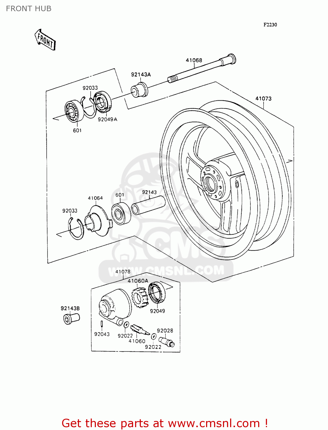 FRONT HUB ZX1100C1 ZZR1100 1990 EUROPE UK FR FG GR IT NR SD SP ST