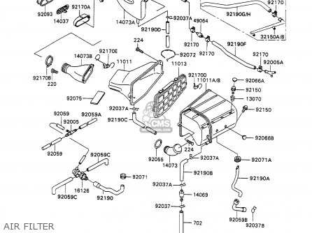 AIR FILTER - ZX1100C1 ZZR1100 1990 EUROPE UK FR FG GR IT NR SD SP ST