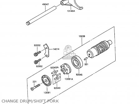 CHANGE DRUM/SHIFT FORK - ZX1100C1 ZZR1100 1990 EUROPE UK FR FG GR IT NR SD SP ST