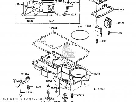 BREATHER BODY/OIL PAN - ZX1100C1 ZZR1100 1990 EUROPE UK FR FG GR IT NR SD SP ST