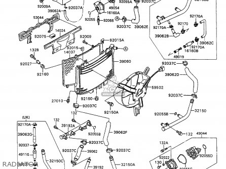 RADIATOR - ZX1100C1 ZZR1100 1990 EUROPE UK FR FG GR IT NR SD SP ST