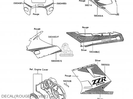 DECAL(ROUGE/SILVER) - ZX1100C1 ZZR1100 1990 EUROPE UK FR FG GR IT NR SD SP ST