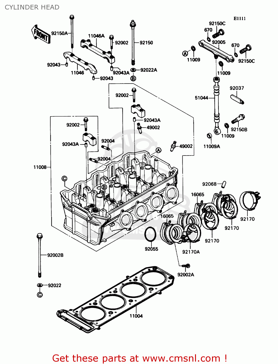 CYLINDER HEAD ZX1100C2 ZX11 1991 USA CALIFORNIA CANADA