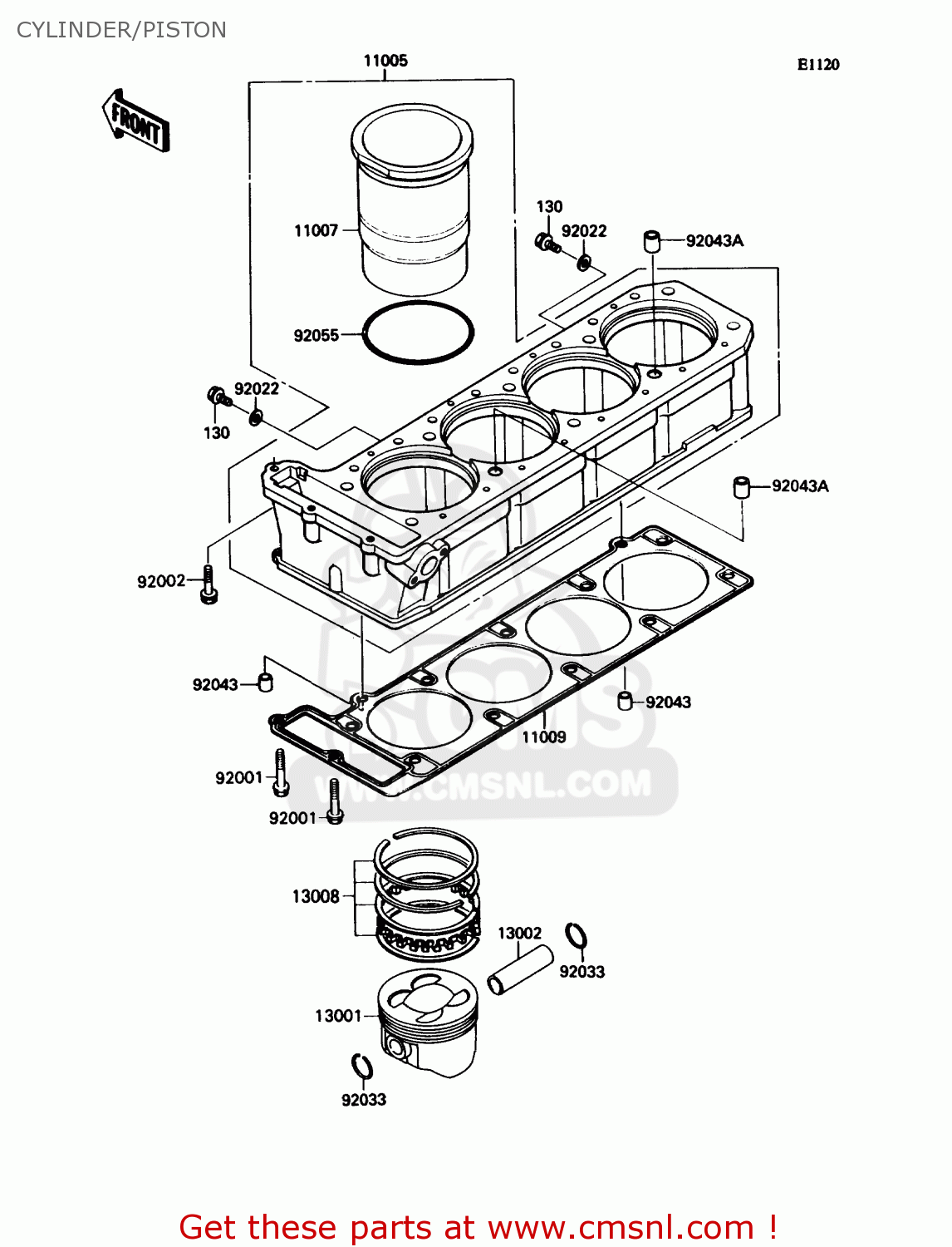 CYLINDER/PISTON ZX1100C2 ZX11 1991 USA CALIFORNIA CANADA