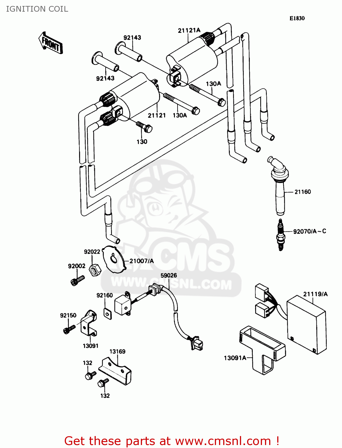 IGNITION COIL ZX1100C2 ZX11 1991 USA CALIFORNIA CANADA