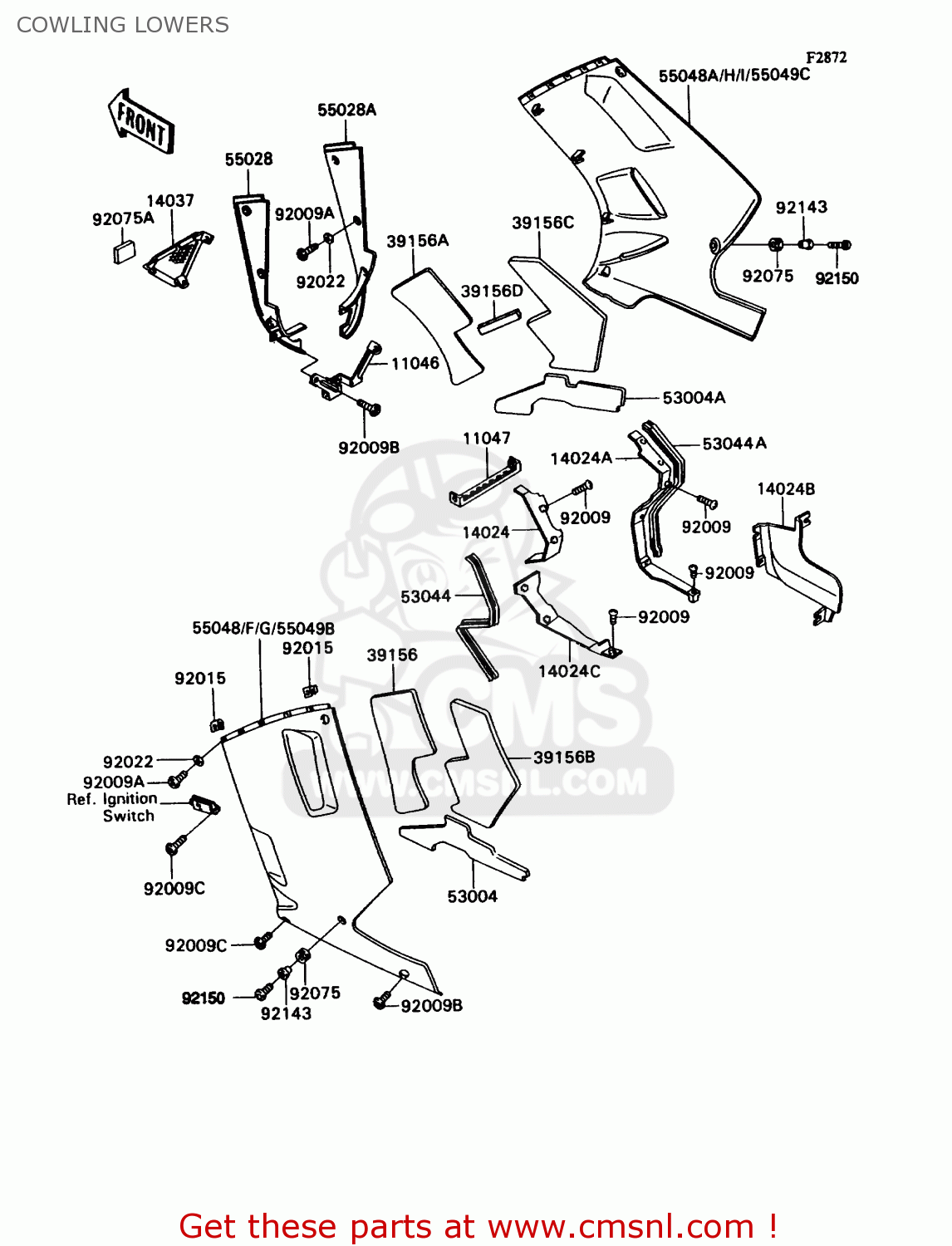 COWLING LOWERS ZX1100C2 ZX11 1991 USA CALIFORNIA CANADA