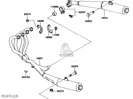 MUFFLER - ZX1100C2 ZX11 1991 USA CALIFORNIA CANADA