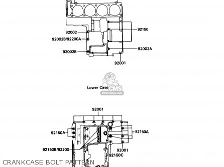 CRANKCASE BOLT PATTERN - ZX1100C2 ZX11 1991 USA CALIFORNIA CANADA