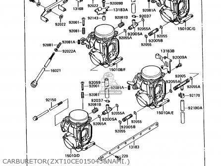 CARBURETOR(ZXT10CE015043&NAMI.) - ZX1100C2 ZX11 1991 USA CALIFORNIA CANADA