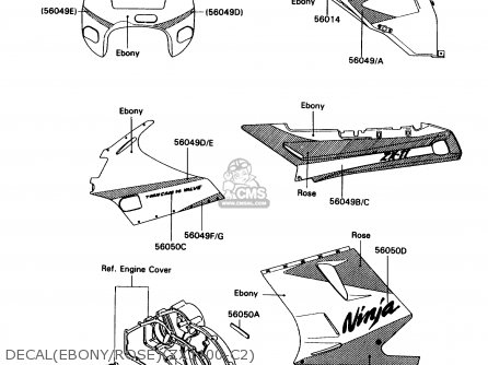DECAL(EBONY/ROSE)(ZX1100-C2) - ZX1100C2 ZX11 1991 USA CALIFORNIA CANADA