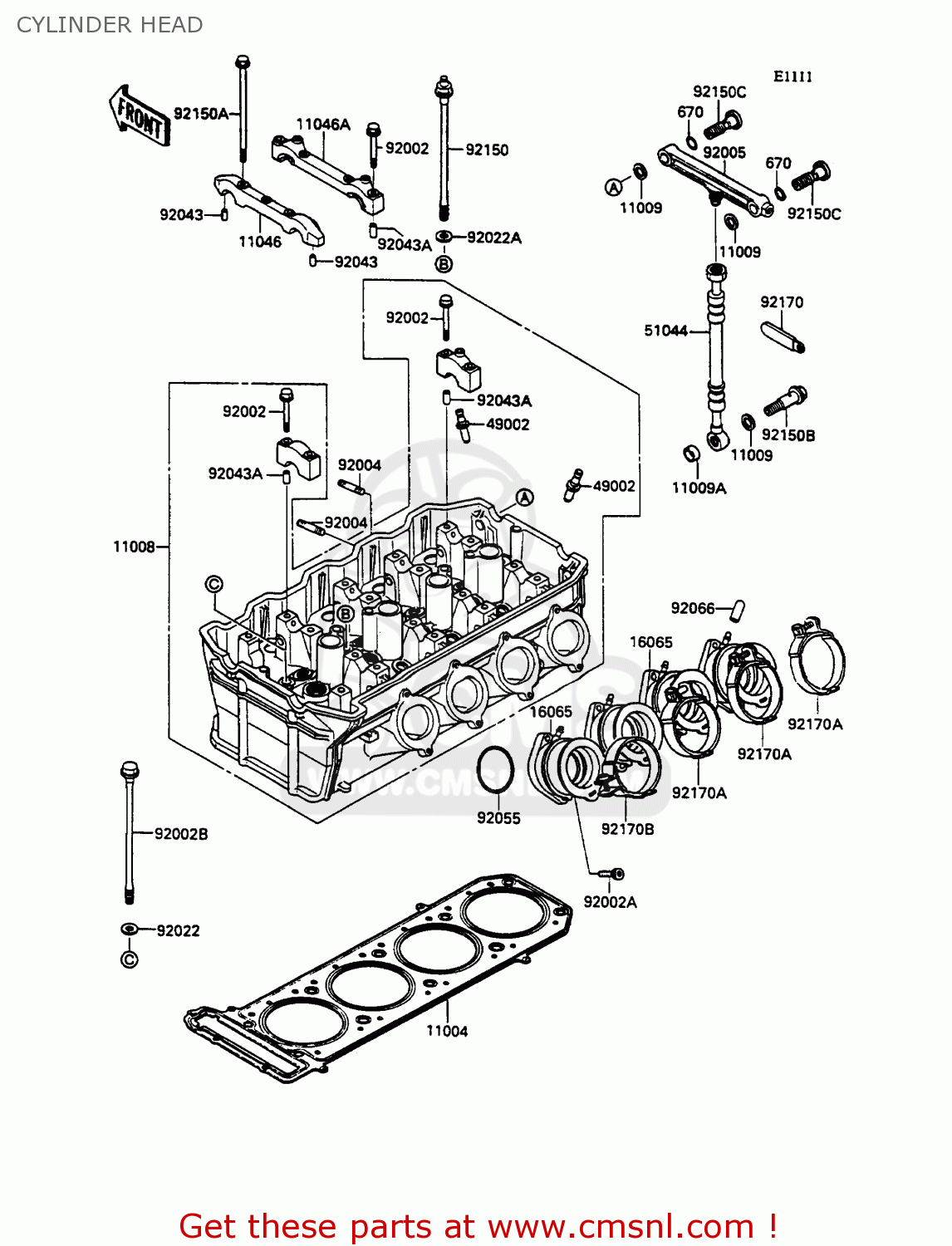 CYLINDER HEAD ZX1100C2 ZZR1100 1991 EUROPE UK FR FG GR IT NR SD SP ST