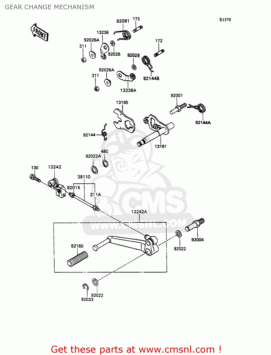 GEAR CHANGE MECHANISM ZX1100C2 ZZR1100 1991 EUROPE UK FR FG GR IT NR SD SP ST
