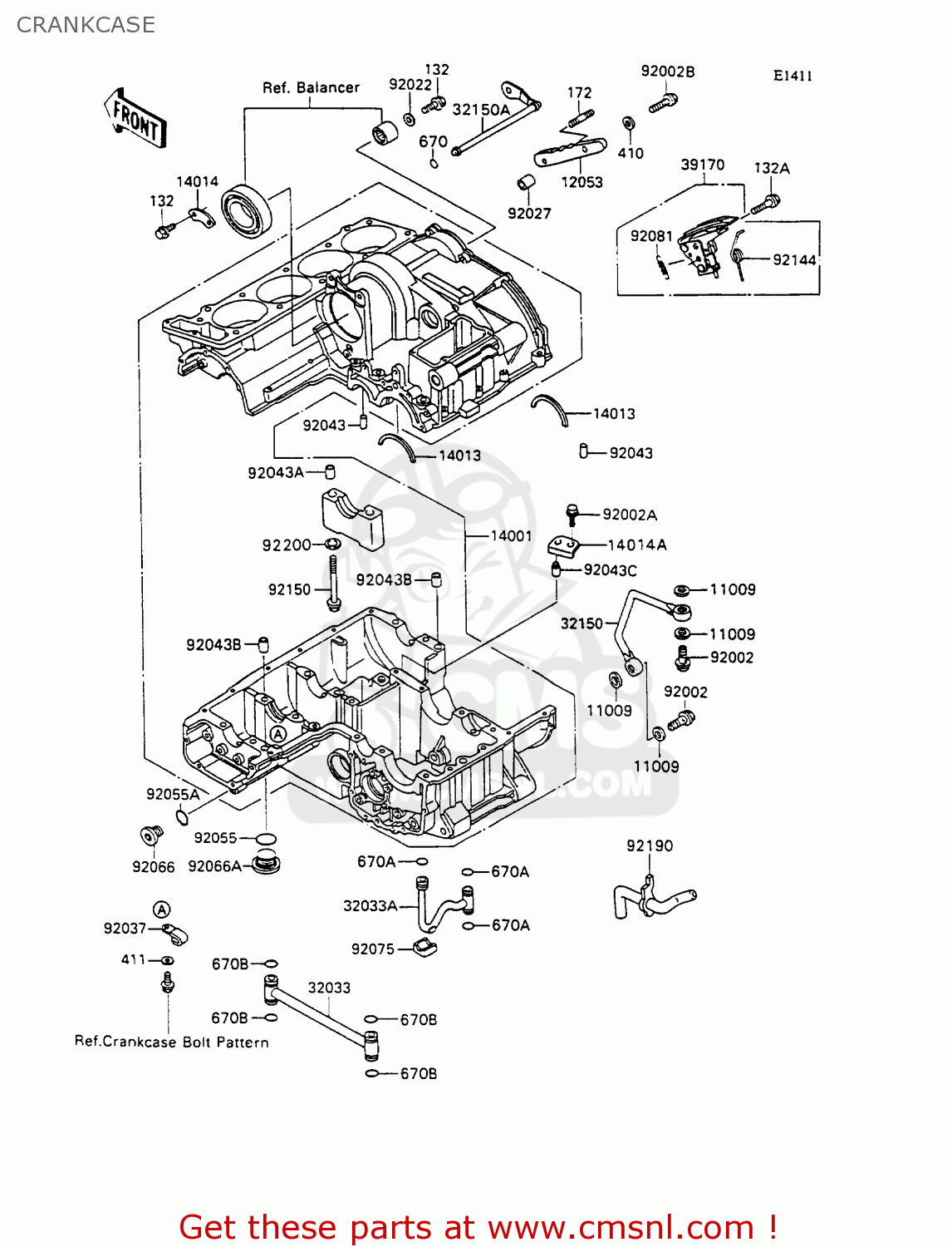 CRANKCASE ZX1100C2 ZZR1100 1991 EUROPE UK FR FG GR IT NR SD SP ST
