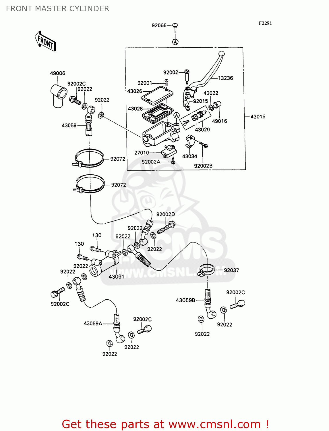 FRONT MASTER CYLINDER ZX1100C2 ZZR1100 1991 EUROPE UK FR FG GR IT NR SD SP ST