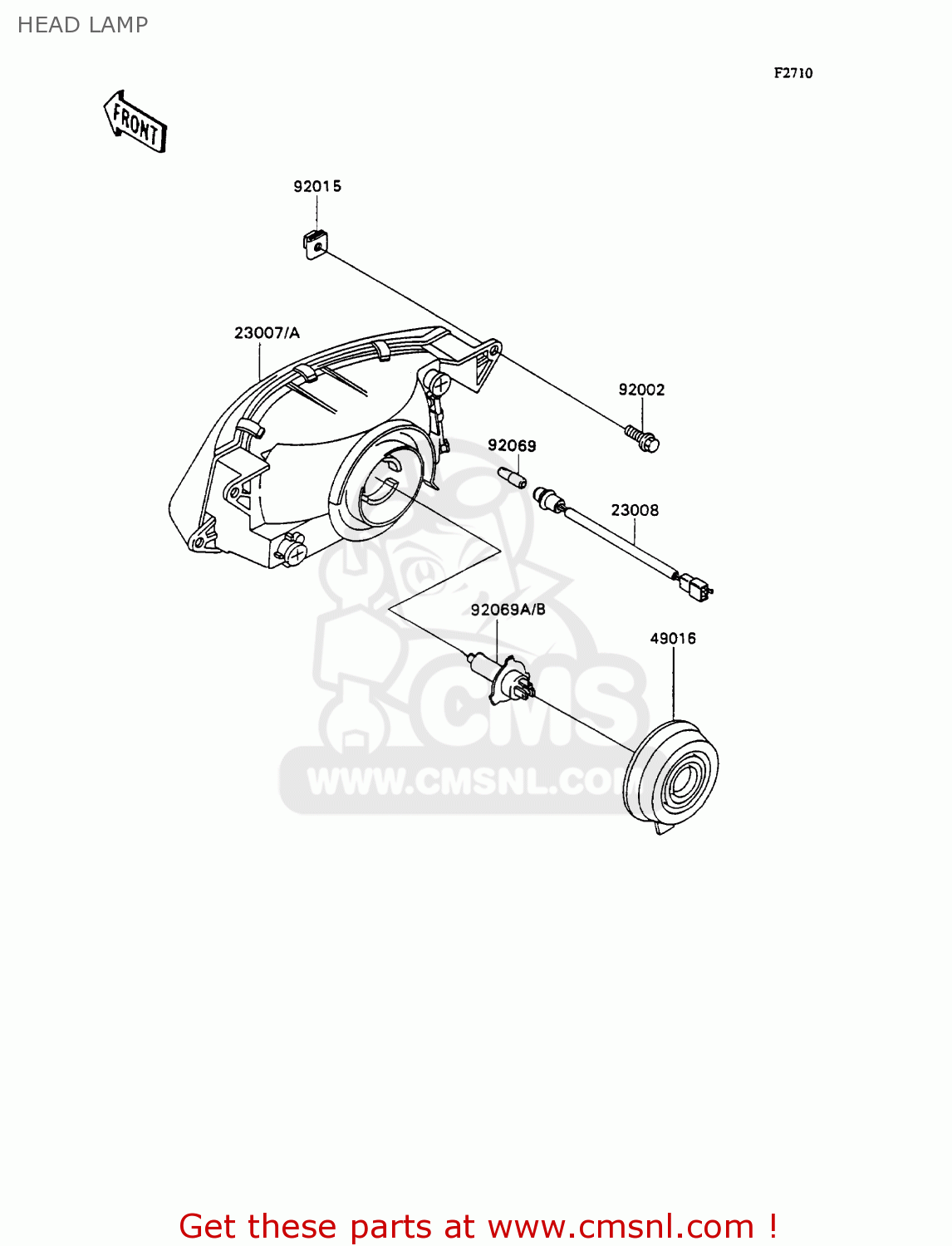 HEAD LAMP ZX1100C2 ZZR1100 1991 EUROPE UK FR FG GR IT NR SD SP ST