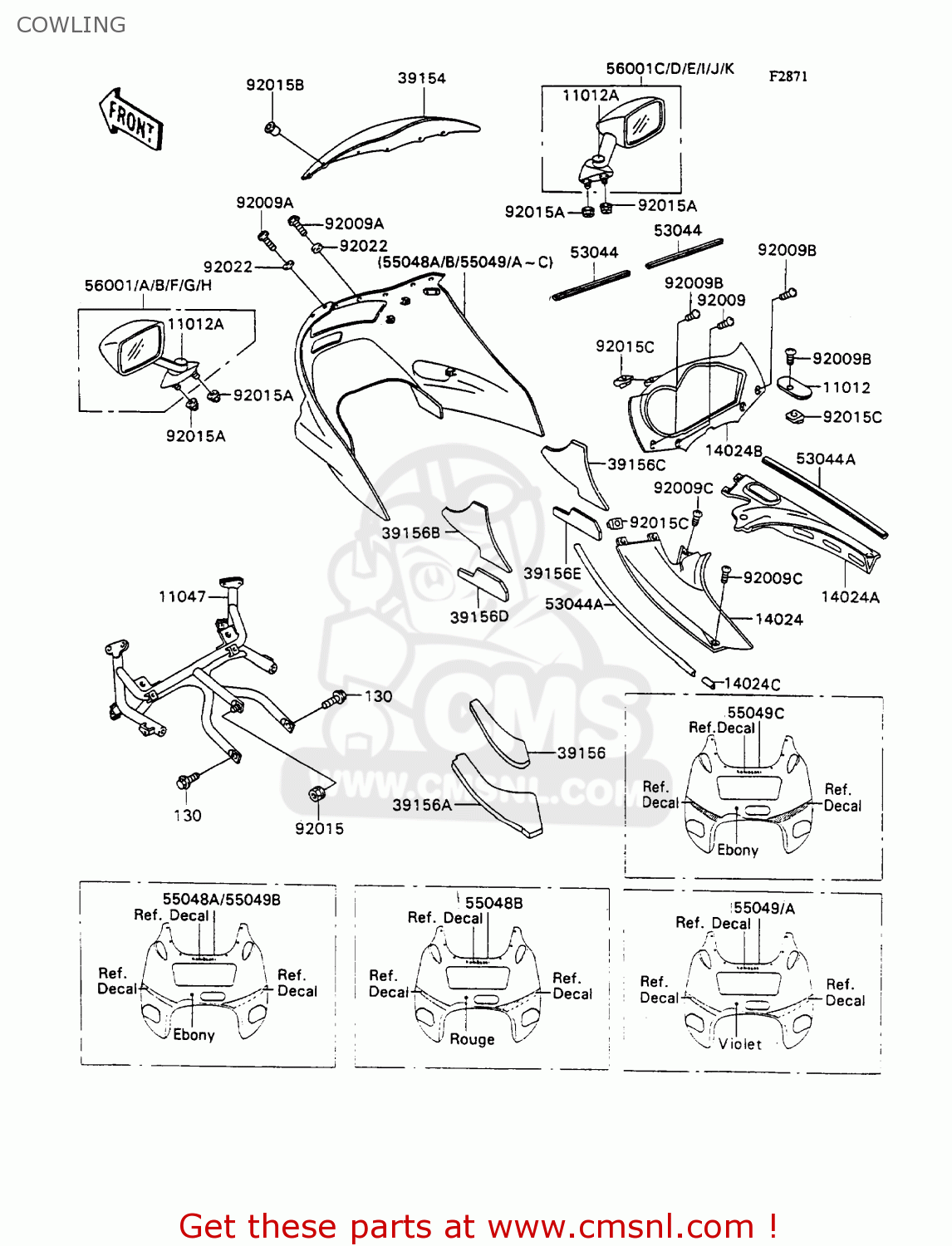 COWLING ZX1100C2 ZZR1100 1991 EUROPE UK FR FG GR IT NR SD SP ST