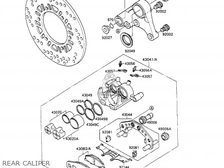 REAR CALIPER - ZX1100C2 ZZR1100 1991 EUROPE UK FR FG GR IT NR SD SP ST