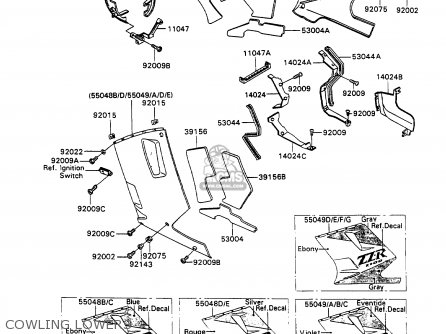 COWLING LOWERS - ZX1100C2 ZZR1100 1991 EUROPE UK FR FG GR IT NR SD SP ST
