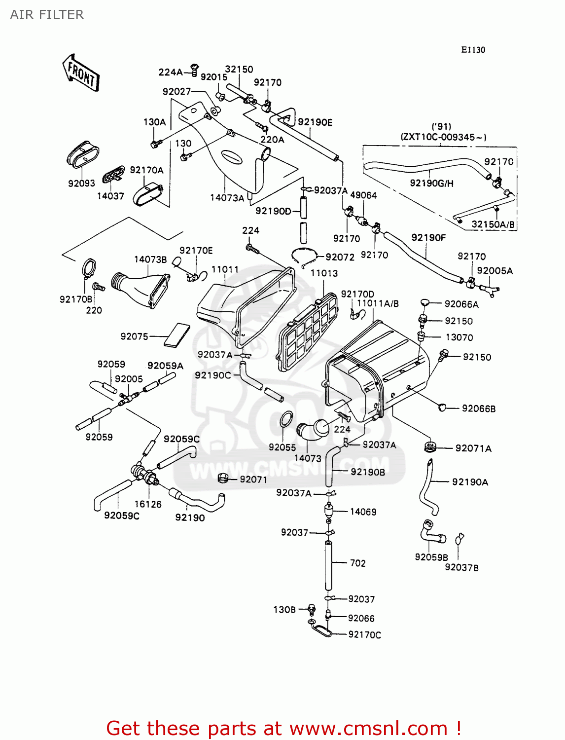 AIR FILTER ZX1100C2A ZZR1100 1991 UNITED KINGDOM FG