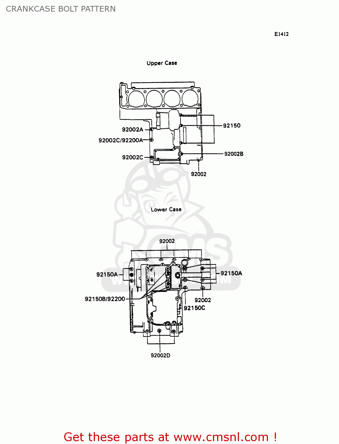 CRANKCASE BOLT PATTERN ZX1100C2A ZZR1100 1991 UNITED KINGDOM FG