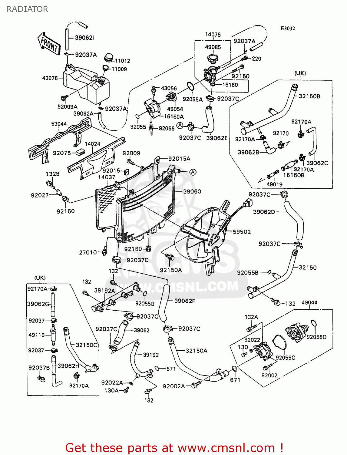 RADIATOR ZX1100C2A ZZR1100 1991 UNITED KINGDOM FG