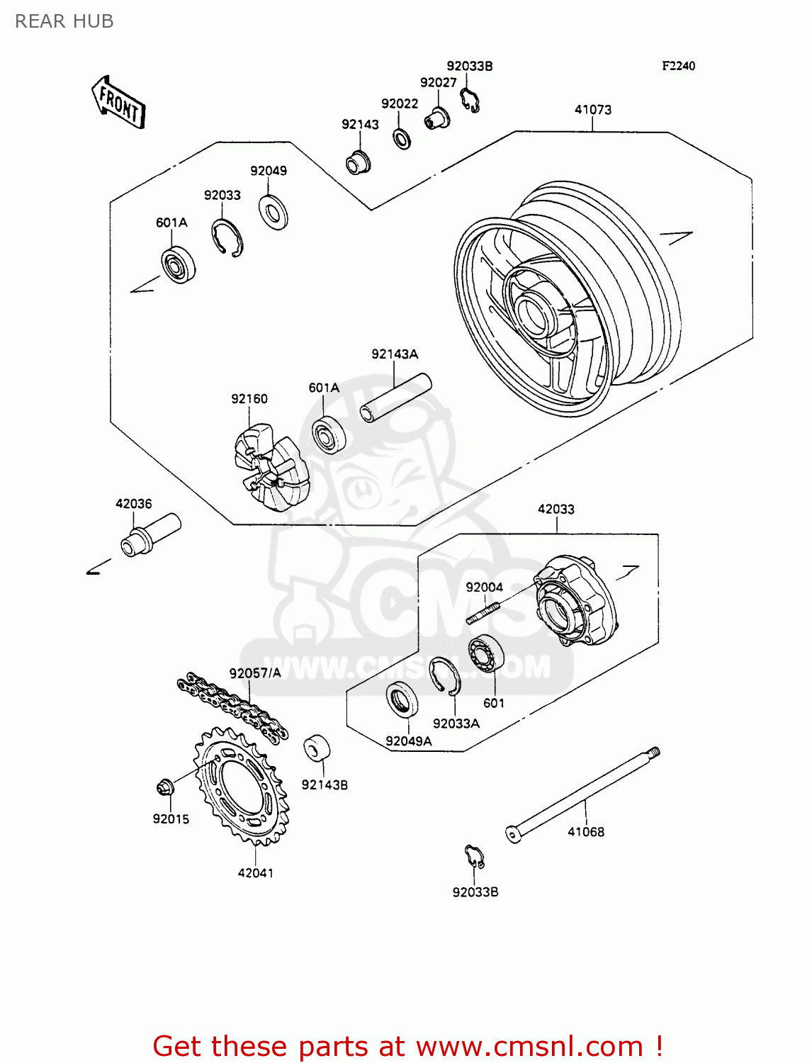 REAR HUB ZX1100C2A ZZR1100 1991 UNITED KINGDOM FG