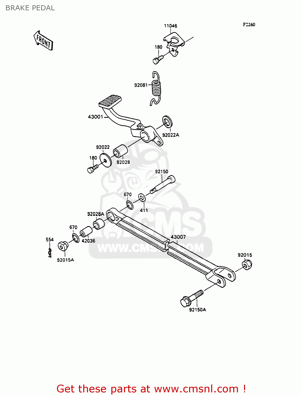 BRAKE PEDAL ZX1100C2A ZZR1100 1991 UNITED KINGDOM FG