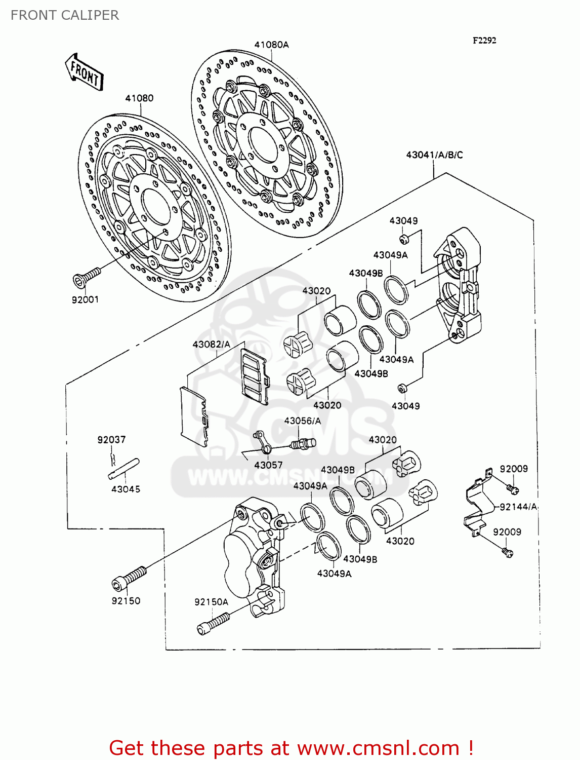 FRONT CALIPER ZX1100C2A ZZR1100 1991 UNITED KINGDOM FG