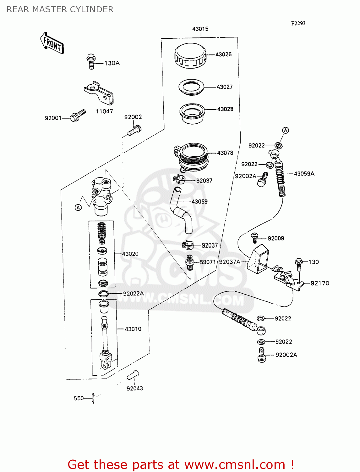 REAR MASTER CYLINDER ZX1100C2A ZZR1100 1991 UNITED KINGDOM FG