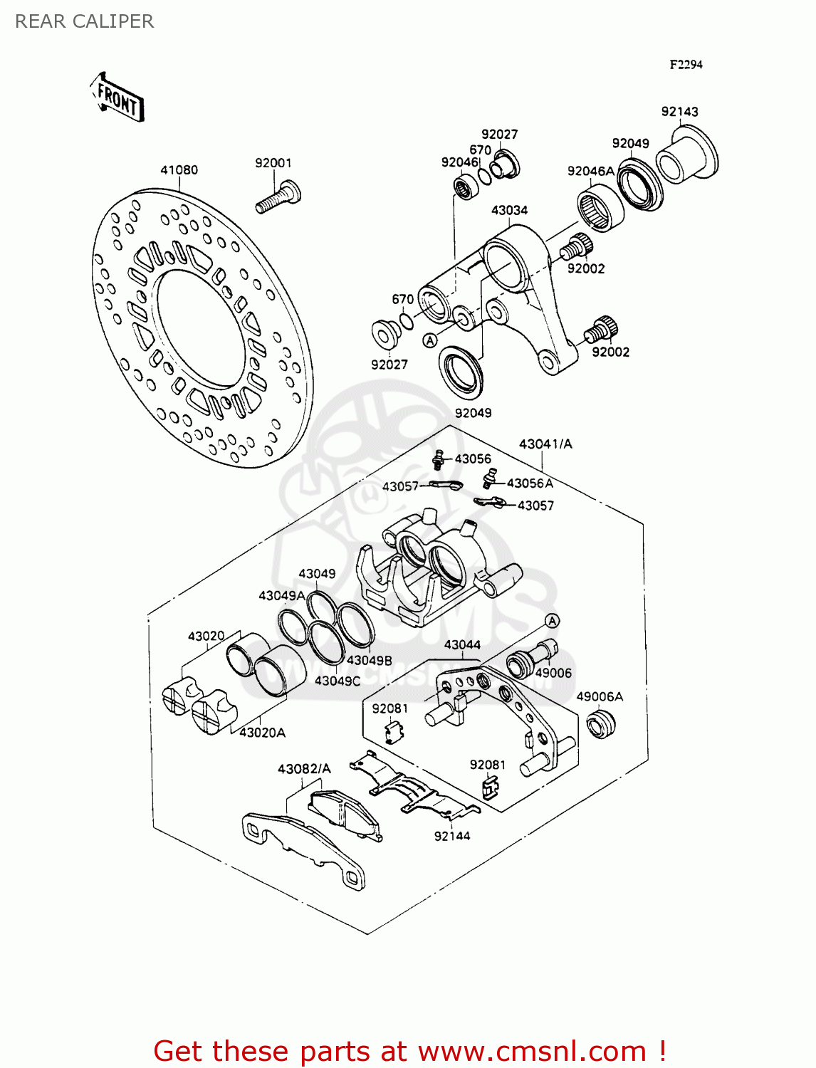 REAR CALIPER ZX1100C2A ZZR1100 1991 UNITED KINGDOM FG